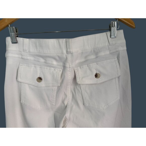 SPANX Stretch Twill Cropped Wide Leg Pant in White Size Large - Picture 6 of 8
